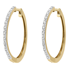 Orecchini creoli semi pavé diamanti - Noa - oro giallo 9 carati e diamanti