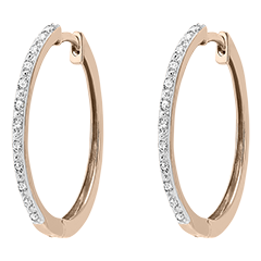 Orecchini creoli semi pavé diamanti - Noa - oro rosa 18 carati e diamanti