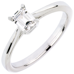 Bague Solitaire Pureté taille Émeraude - or blanc 18 carats