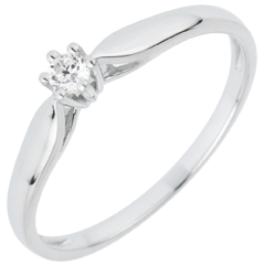 Bague Solitaire Roseau - 6 griffes - 0.07 carat - or blanc 18 carats