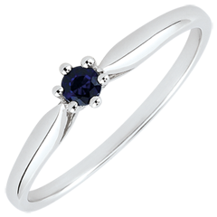 Bague de fiançailles Solitaire Roseau - 6 griffes - saphir 0.09 carat - or blanc 18 carats