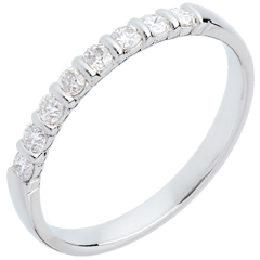 Alliance or blanc 18 carats semi pavée - serti barrettes - 0.25 carats - 8 diamants