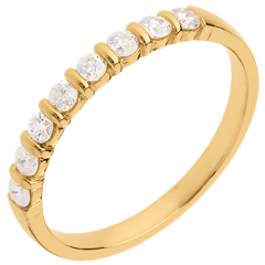 Wedding ring yellow gold semi paved-bar prong setting - 0.3 carat - 8 diamonds
