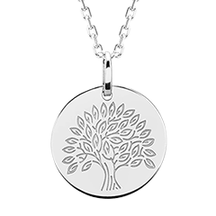 Médaille Arbre de vie - or blanc 18 carats