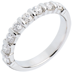 Wedding ring white gold semi paved-bar channel setting - 0.75 carat - 8 diamonds