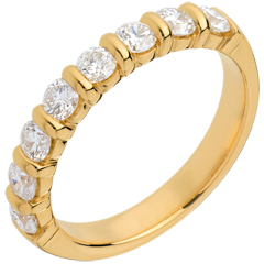 Wedding ring yellow gold semi paved-bar prong setting - 0.75 carat - 8 diamonds