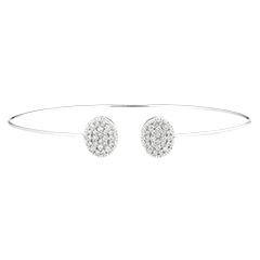 Open Bangle Bracelet - Toi et Moi Ellipse - 9 karaat witgoud en diamanten