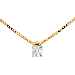 Collier solitaire or jaune 18 carats - 0.07 carat