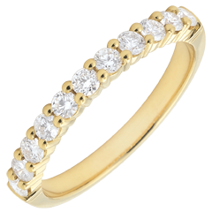 Alliance or jaune 18 carats semi pavée - serti griffes - 0.4 carat - 11 diamants