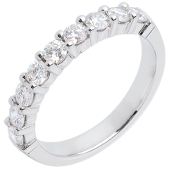 Alliance or blanc 18 carats semi pavée - serti griffes - 0.75 carats - 9 diamants
