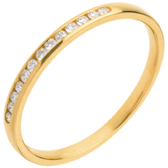 Wedding Ring - Yellow gold half-paved - channel setting - 13 diamonds