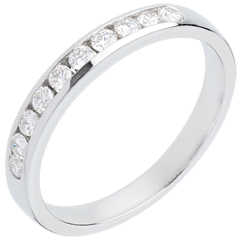 Alliance or blanc 18 carats semi pavée - serti rail - 0.3 carats - 10 diamants