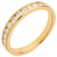 Alliance or jaune 18 carats semi pavée - serti rail - 0.3 carats - 10 diamants