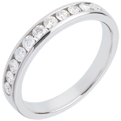 Alliance or blanc 18 carats semi pavée - serti rail - 0.4 carats - 11 diamants