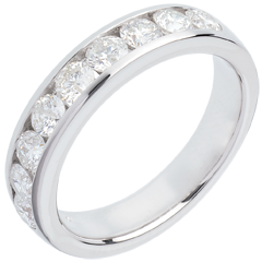 Alliance or blanc 18 carats semi pavée - serti rail - 1 carats - 9 diamants
