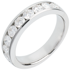 Alliance or blanc 18 carats semi pavée - serti rail - 1 carats - 9 diamants