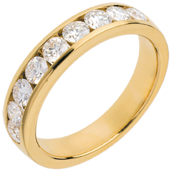 Alliance or jaune 18 carats semi pavée - serti rail - 1 carats - 9 diamants