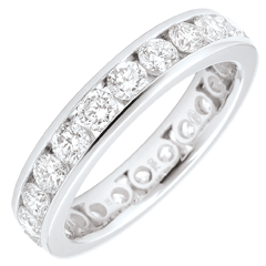 Weddingring white gold paved - rail setting - 1.9 carat - 23 diamonds