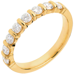 Wedding ring yellow gold semi paved-bar prong setting - 0.65 carat - 8 diamonds