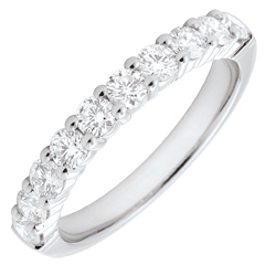Wedding ring white gold semi paved-bar prong setting - 0.65 carat - 10 diamonds