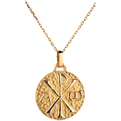 Médaille Chrisme 18mm - or jaune 9 carats