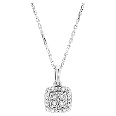 Hanger Oorsprong - Vierkante Schittering - 9 karaat witgoud en diamanten