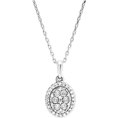 Origin Pendant - Oval Brilliance - 9 carat white gold and diamonds