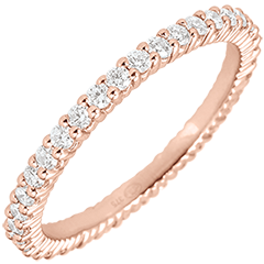 Radiant Pink Gold Wedding Band with 38 diamonds - 0.57 carat - 18 carats