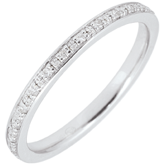 White Gold Wedding Band, fully encrusted with diamond beads