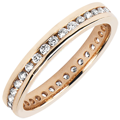 Wedding Ring Origin - Bed of Diamond - Complete round - pink gold 9 carats and diamonds 