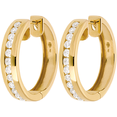 Yellow gold hoops mounted with diamonds - 0.43 carat - 24 diamonds