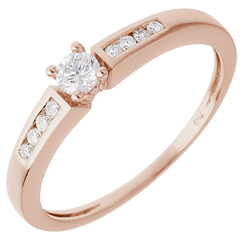 Solitaire Ring Octave - Pink gold - 0.21 carats - 9 diamonds