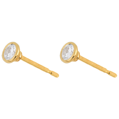 Yellow Gold Doll Solitaire Stud Earrings
