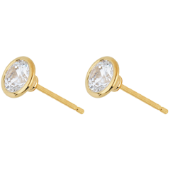 Yellow Gold Doll Solitaire Stud Earrings