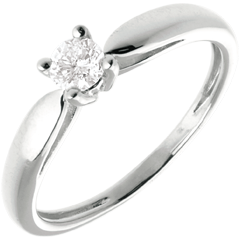 Solitaire tapered ring white gold - 0.21 carat
