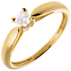Solitaire tapered ring yellow gold - 0.21 carat
