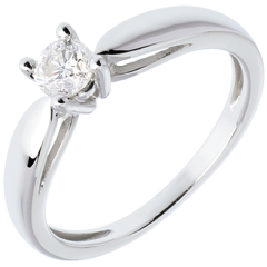 Solitaire tapered ring white gold - 0.3 carat