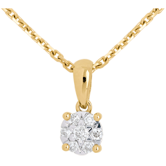 Diamond drop pendant yellow gold - 7 diamonds