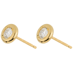 Yellow Gold Doll Solitaire Stud Earrings