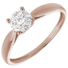 Solitaire Ring - Pink gold and diamond
