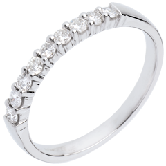 Wedding ring white gold semi paved-bar prong setting - 0.25 carat - 9 diamonds