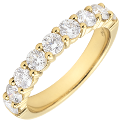 Weddingring yellow gold semi paved - prong setting - 1 carat - 9 diamonds