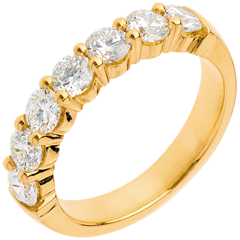 Wedding ring yellow gold semi paved-bar prong setting - 1.2 carat - 7 diamonds