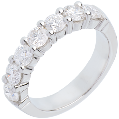 Wedding ring white gold semi paved-bar prong setting - 1.5 carat - 7 diamonds