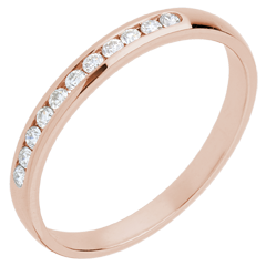 Wedding Ring - Pink gold half-paved - channel setting - 11 diamonds