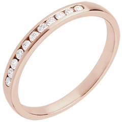 Wedding Ring - Pink gold half-paved - channel setting - 11 diamonds