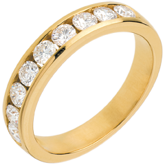 Wedding ring yellow gold semi paved-channel setting - 0.75 carat - 9 diamonds