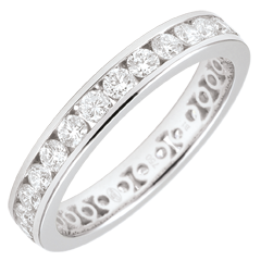 Weddingring white gold paved - rail setting - 1.07 carat - Complete Round