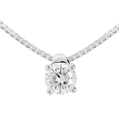 Solitaire necklace white gold - 0.2 carat