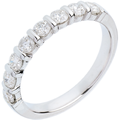 Wedding ring white gold semi paved-bar prong setting - 0.65 carat - 8 diamonds